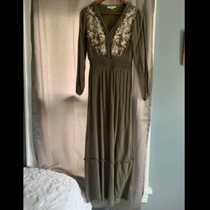 Women’s Long Olive-Green Dress